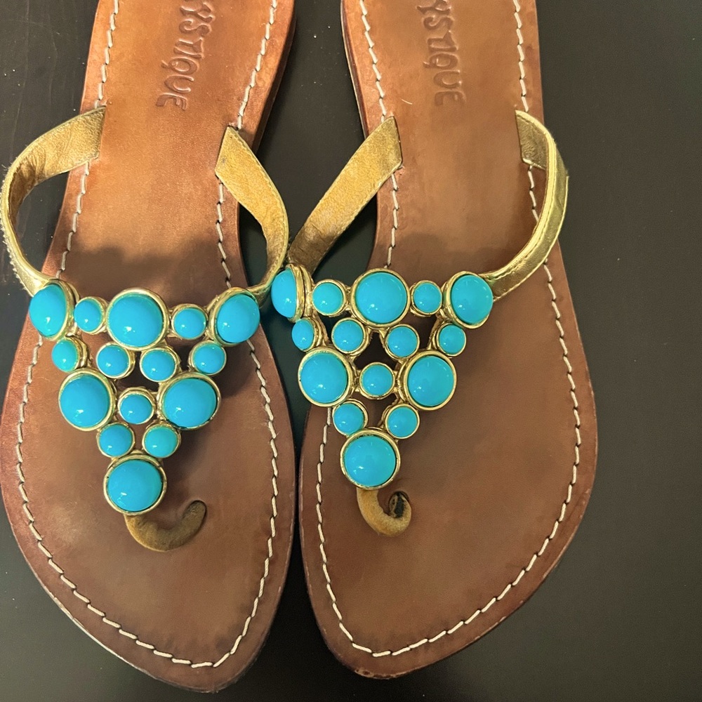 Mystique turquoise and gold sandal size 7